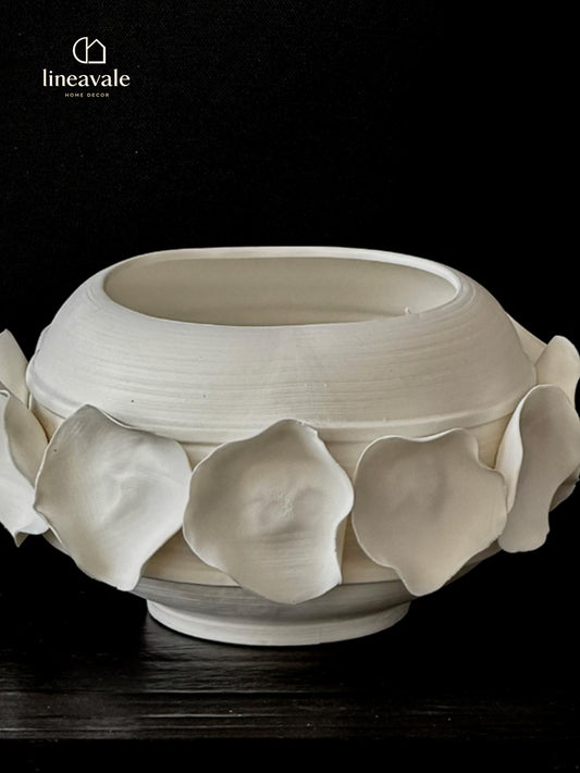 Ivory Petal Whisper Ceramic Sculpture