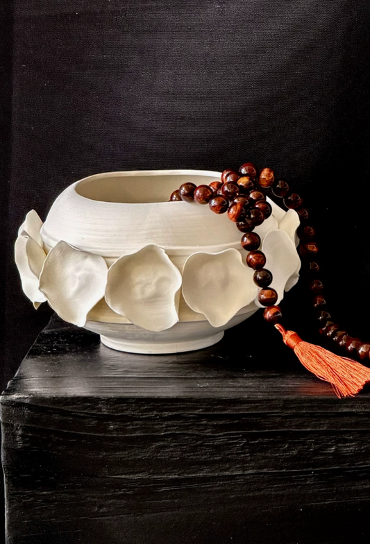 Ivory Petal Whisper Ceramic Sculpture